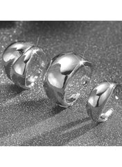 Irregular Opening 3-Piece Silver Color Ring Set – Modern Minimalist Style