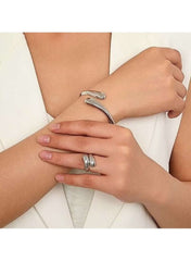 Irregular Wave Cuff Bracelet – Fluid Design in Gold & Silver Tone