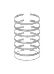 Conjunto de 7 pulseras tipo brazalete abiertas en tono plateado