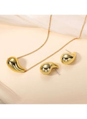Gold Waterdrop Jewelry Set – Necklace & Earrings for Women