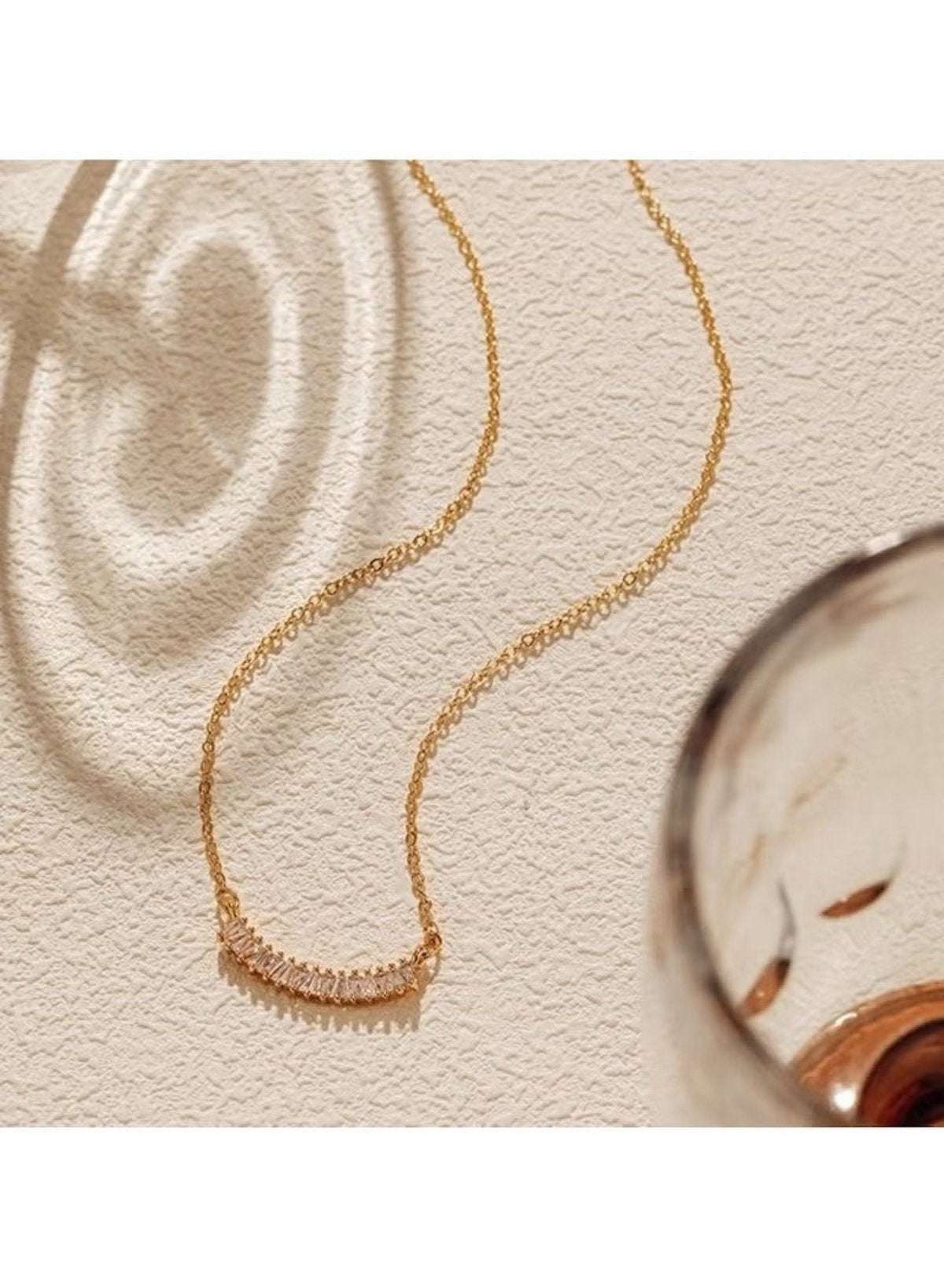 Gold Cubic Bar Pendant Necklace for Women – Minimalist Design