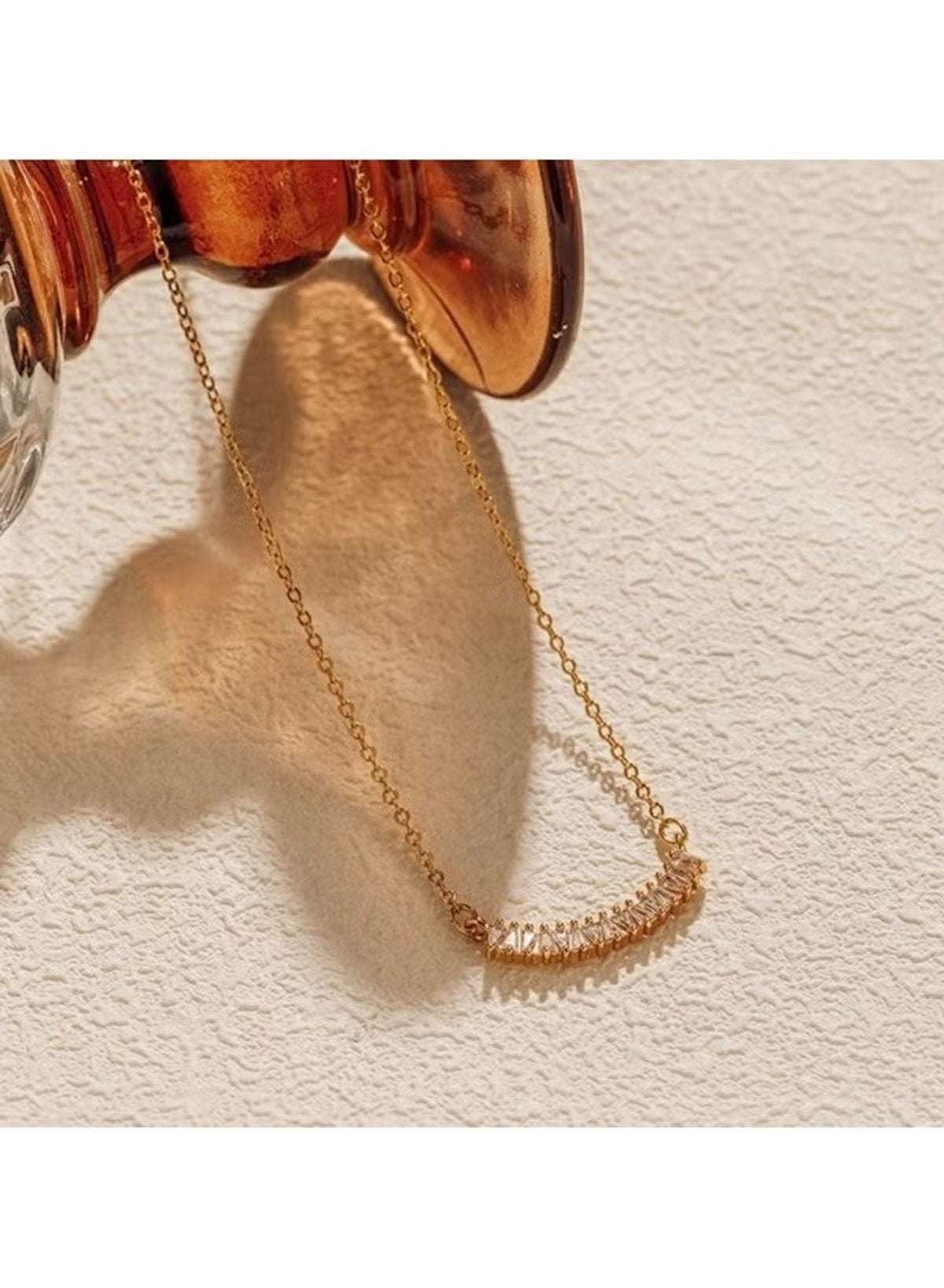 Gold Cubic Bar Pendant Necklace for Women – Minimalist Design