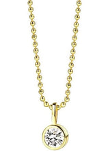 Gold beaded necklace with round crystal pendant and bail