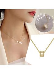 Adjustable Gold Round Crystal Pendant Necklace