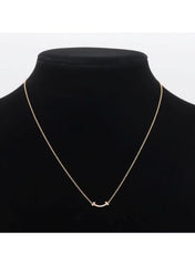Gold Curved Bar Necklace with Crystals