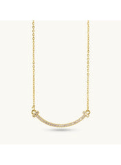 Gold Curved Bar Necklace with Crystals