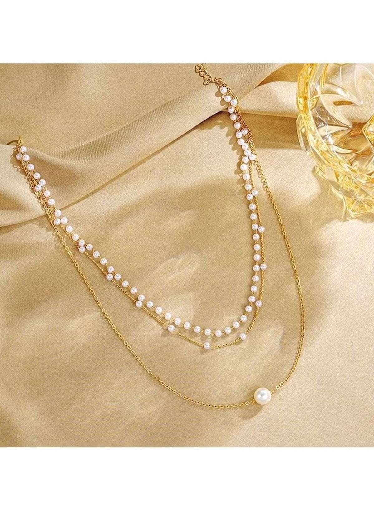 Triple Layer Pearl Choker Necklace – Elegant Statement Jewelry