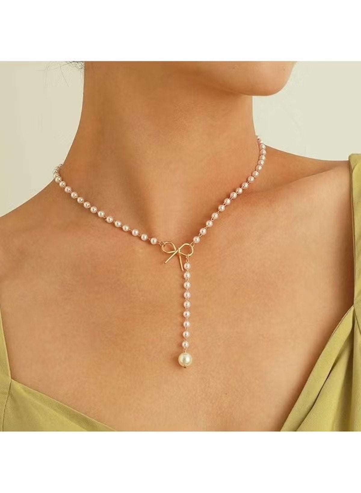 Elegant Y-Shaped Pearl Drop Necklace – Chic Faux Pearl Jewelry