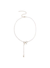 Elegante collar de perlas en forma de Y: joyería chic de perlas artificiales
