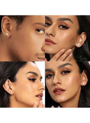 5-Pair Silver Color-Plated Cubic Zirconia Stud Earrings Set – Multiple Sizes