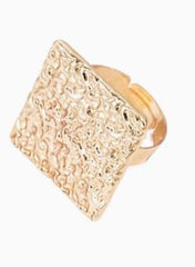 Geometric Textured Gold Statement Ring – Size 7.7