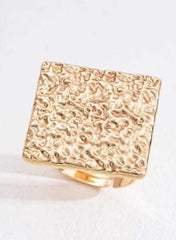 Geometric Textured Gold Statement Ring – Size 7.7