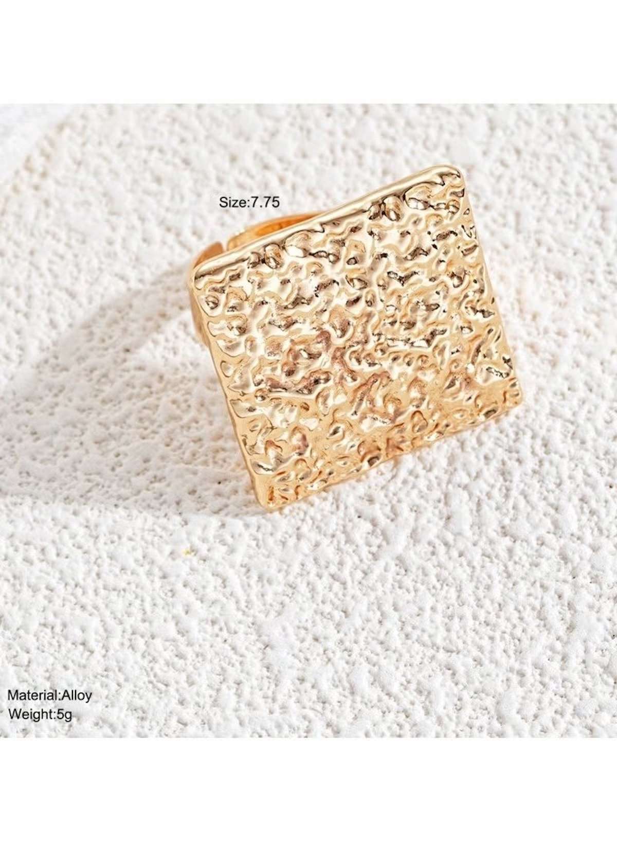 Geometric Textured Gold Statement Ring – Size 7.7