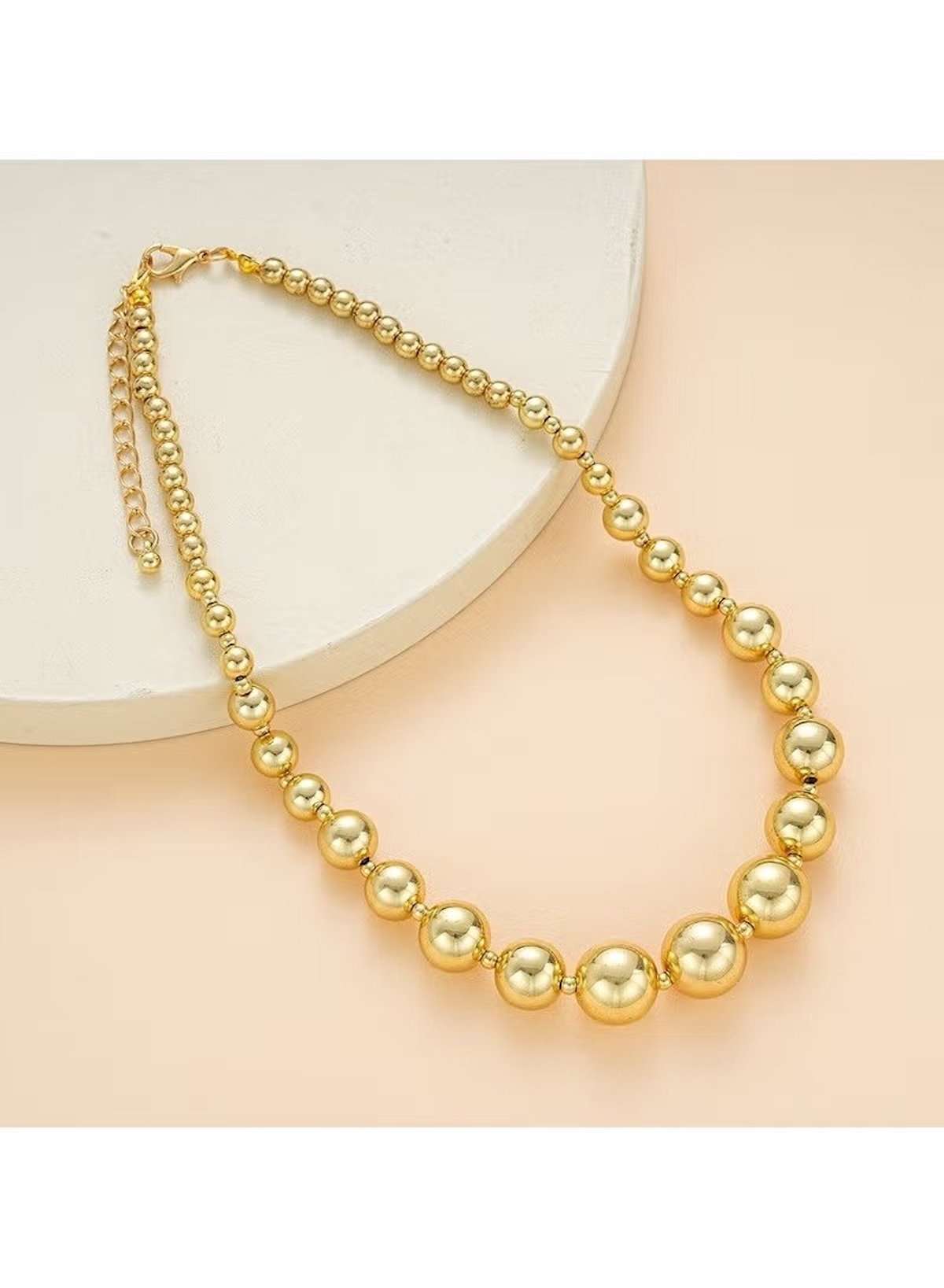 Gold Color Tone 5-Piece Pearl Bead Jewelry Set for Women