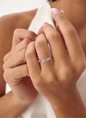 Twist Design Diamond-Inspired Couple Ring – Silver and   Rose Gold Color