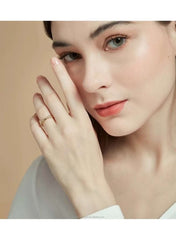 Twist Design Diamond-Inspired Couple Ring – Silver and   Rose Gold Color