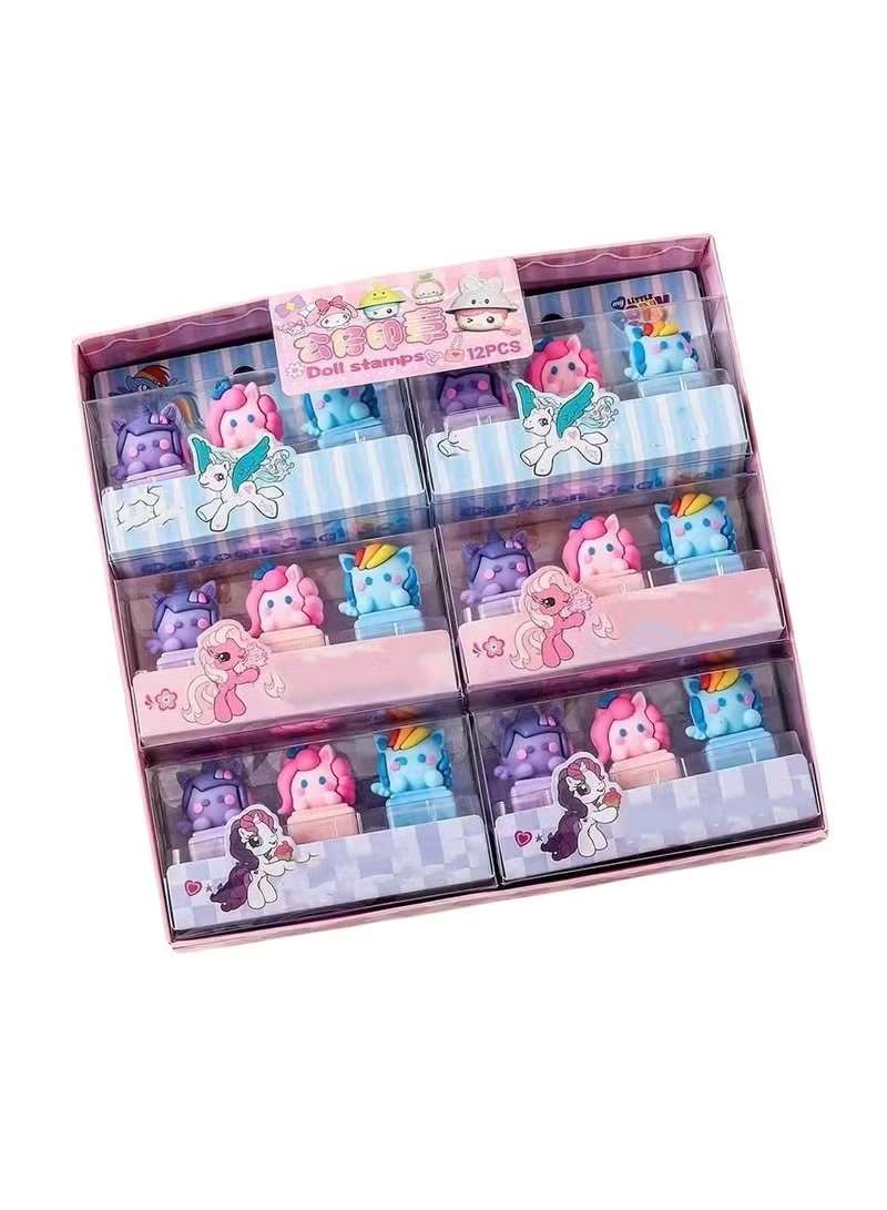 Pony Cartoon 3-Piece Stamp Set – Cute Self-Inking Stamps for Kids & Teachers