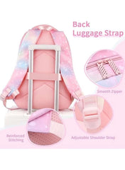 3-Piece Pastel Galaxy Backpack Set for Girls – School Bag, Lunch Bag & Pencil Case (Blue or Pink)