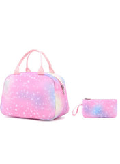 3-Piece Pastel Galaxy Backpack Set for Girls – School Bag, Lunch Bag & Pencil Case (Blue or Pink)
