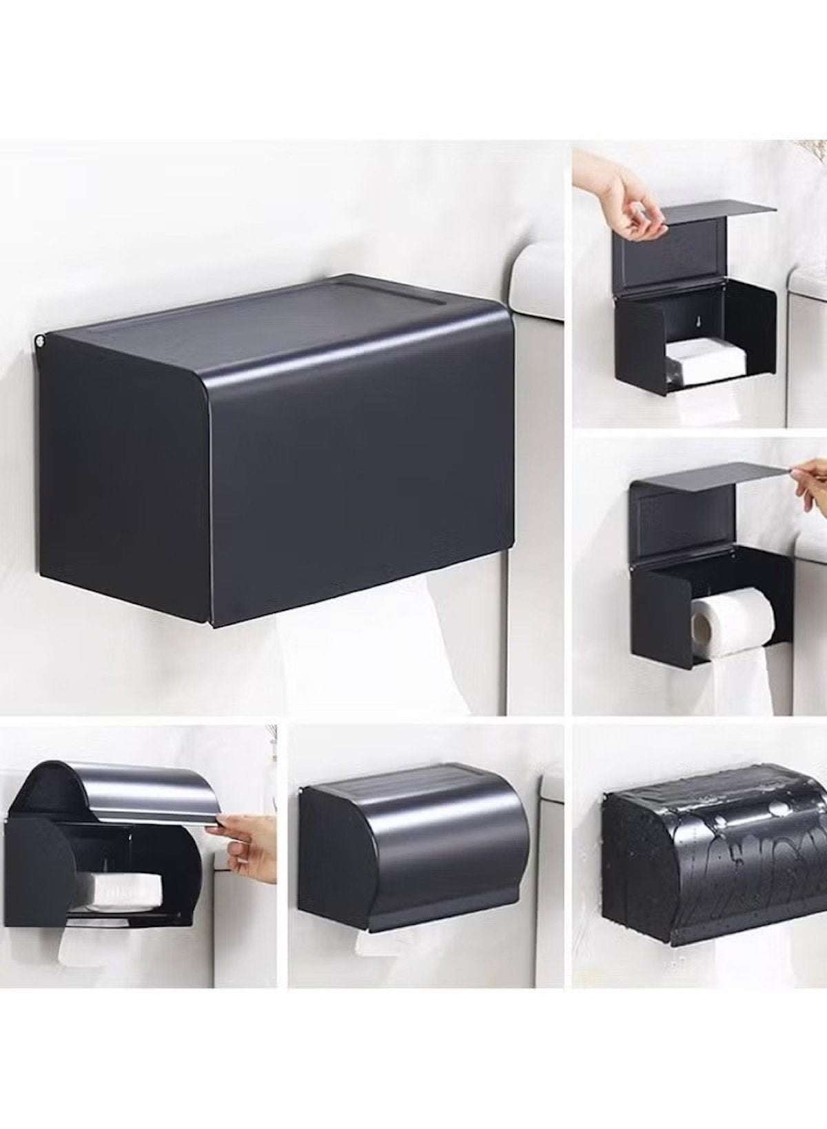 Round Toilet Tissue Box – Space Aluminum (Black / White) | K8 (High-Grade) 13cm × 11cm × 13cm