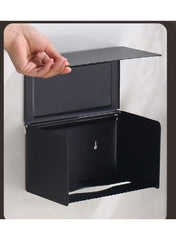 Portarrollos de papel higiénico cuadrado negro – Space Aluminum, montaje en pared (F20) 20 cm × 14 cm × 13 cm