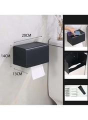 Square Black Toilet Tissue Roll Holder – Space Aluminum, Wall Mounted (F20)  20cm × 14cm × 13cm