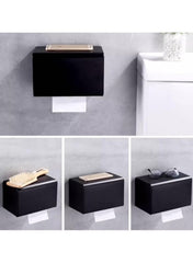 Portarrollos de papel higiénico cuadrado negro – Space Aluminum, montaje en pared (F20) 20 cm × 14 cm × 13 cm