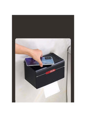 Portarrollos de papel higiénico cuadrado negro – Space Aluminum, montaje en pared (F20) 20 cm × 14 cm × 13 cm