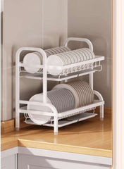 2-Tier Dish Drying Rack with Sink Drainer & Cutlery Shelf – Space-Saving Countertop Organizer