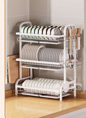 2-Tier Kitchen Dish Drying Rack with Sink Drainer & Cutlery Shelf – Space-Saving Countertop Organizer