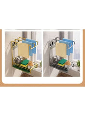 Punch-Free Stainless Steel Rag Rack – Wall-Mounted or Countertop Organizer (silver / Gold Green)