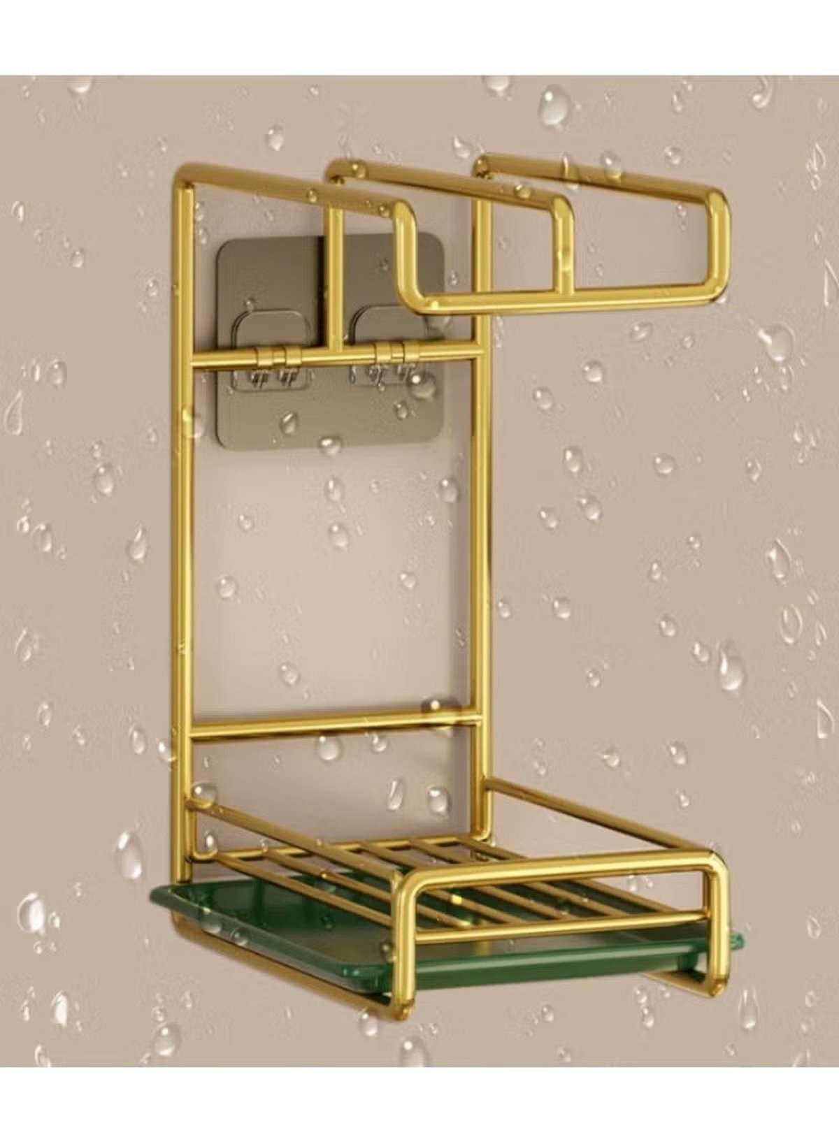 Punch-Free Stainless Steel Rag Rack – Wall-Mounted or Countertop Organizer (silver / Gold Green)