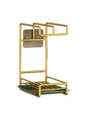 Punch-Free Stainless Steel Rag Rack – Wall-Mounted or Countertop Organizer (silver / Gold Green)