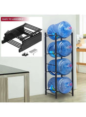 Four-Layer Vertical Water Bottle Storage Rack – Black, Single Row (105×34×33 cm)