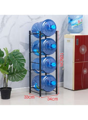 Four-Layer Vertical Water Bottle Storage Rack – Black, Single Row (105×34×33 cm)