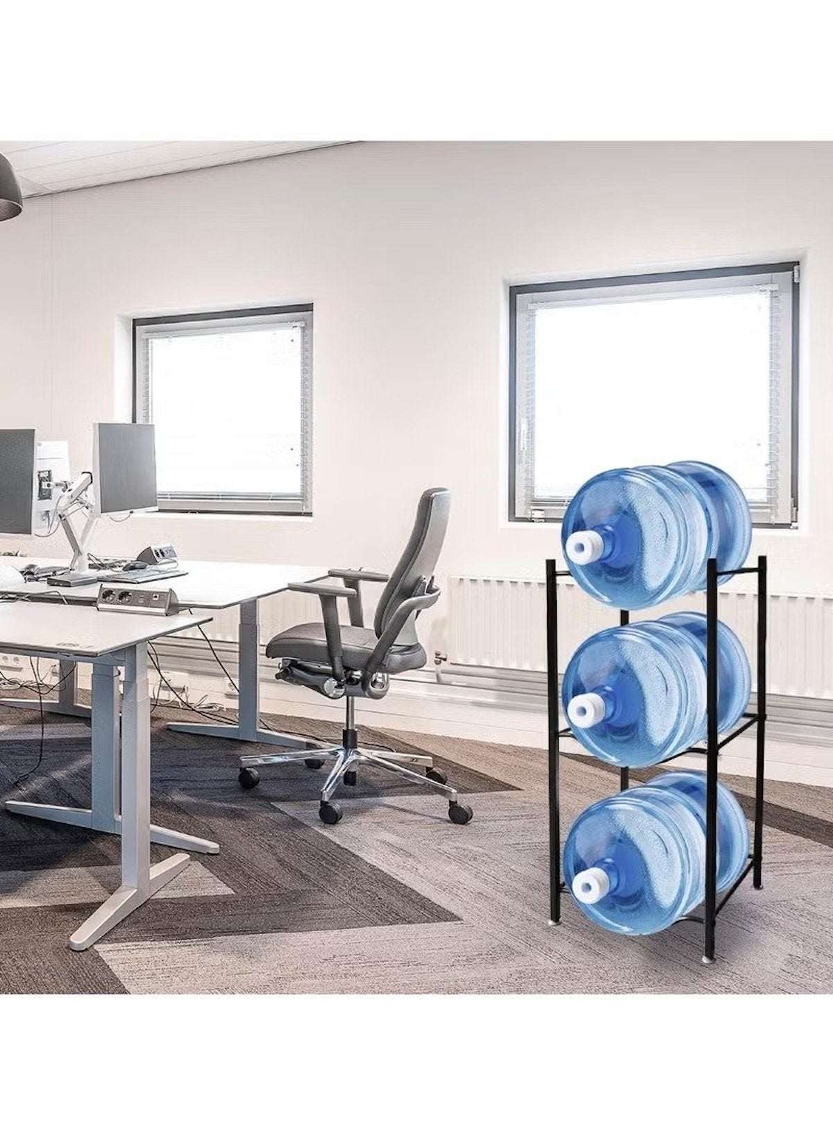3-Layer Vertical Water Bottle Storage Rack – Black, Single Row (75×34×33 cm)