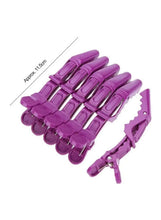 Purple hair sectioning clips, approximate length 4.7 in, 6-pack