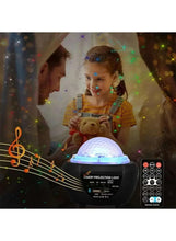 Black star projector light with remote control and blue glow dome