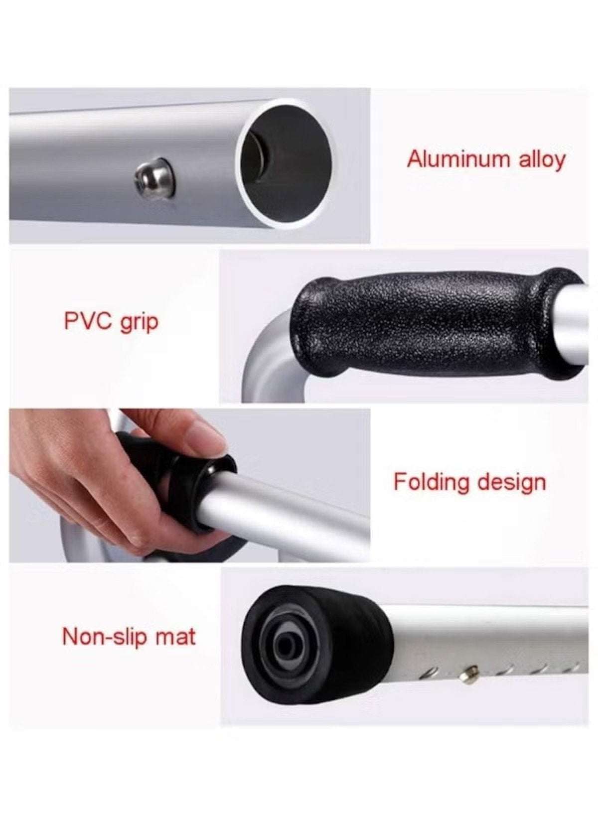 Foldable Telescopic Aluminum Walker – Lightweight Mobility Aid for Elderly & Disabled