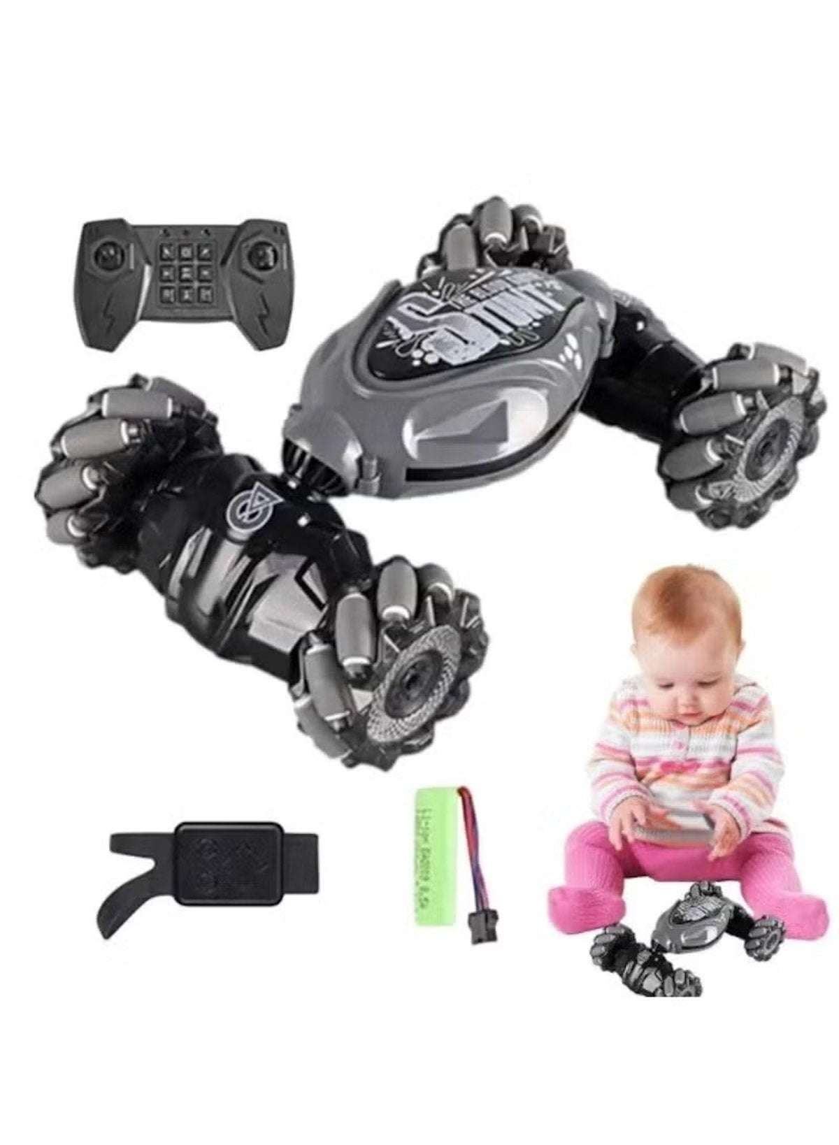 Remote Control Transformation Stunt Car with Gesture Control – Grey