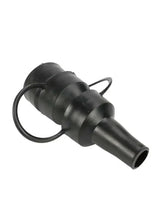 Black nozzle attachment with ribbed connector and wide hose opening