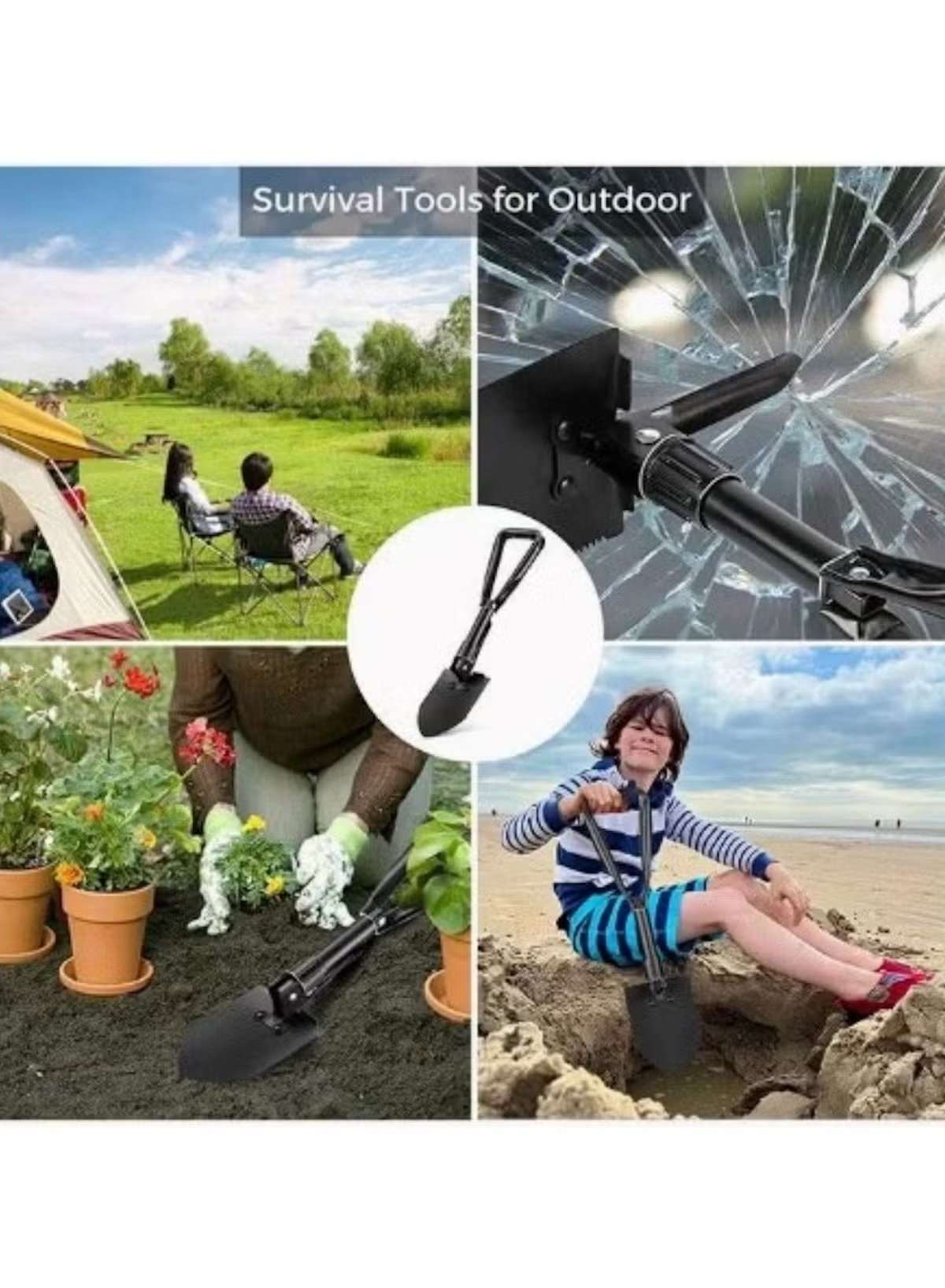 Foldable Emergency Survival Shovel – Multi-Function Military Tool - Mumzar