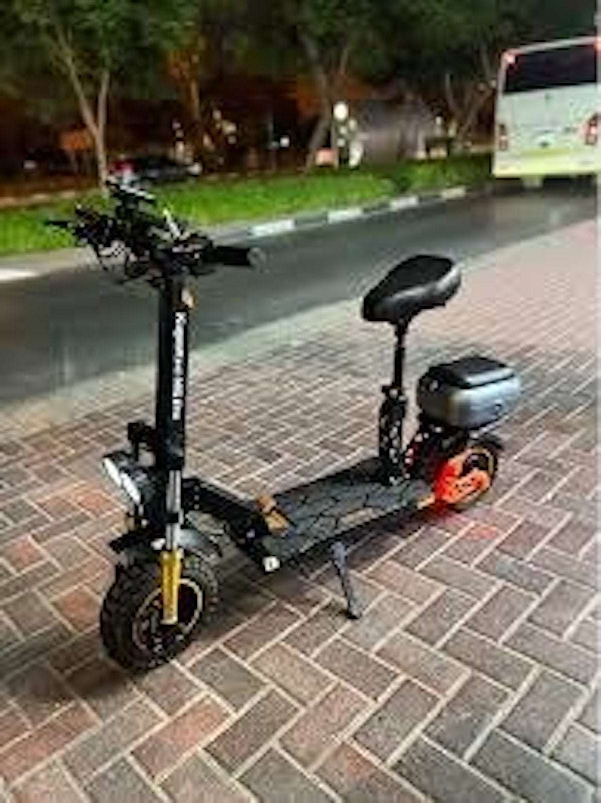 H4 Electric Scooter with 1800W Motor, 48V 13Ah Battery, 50KM/H Speed, 29KM Range, 11 Inches Tires, Dual Suspension, Disc Brakes, Remote Lock System, Storage Box and Seat