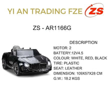 Kids electric ride-on car description graphic for model ZS-AR1166G