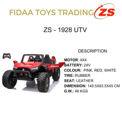 ZS-1928 24V 4x4 Electric Ride-On UTV for Kids – Red,