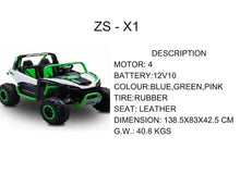 Green kids 4-motor ride-on off-road car with rubber tires and leather seat