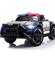 Blue and black kids electric police ride-on car with roof light bar and front lights