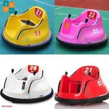 Kids electric bumper car set in yellow, pink, white, and red, seats 21–22