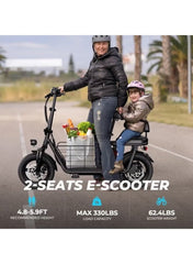 C3 Electric Scooter 850W Motor with Dual Seat, 48V10Ah Battery, 50KM/H Speed, 40KM Range, Dual Suspension and Storage Basket, E-Scooter