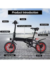 Premium Quality Adult Folding Electric Bike with 350W Brushless Motor, 36V 8AH Battery, Carbon Alloy Frame, 14-Inch Tires, Dual Disk Brake, 35KM Range in Single Charge, Adjustable Seat Electric Scooter